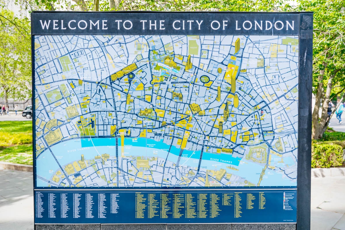 Panneau de la carte de Londres